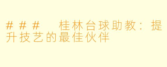 ### 桂林台球助教：提升技艺的最佳伙伴