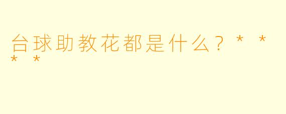 台球助教花都是什么?****