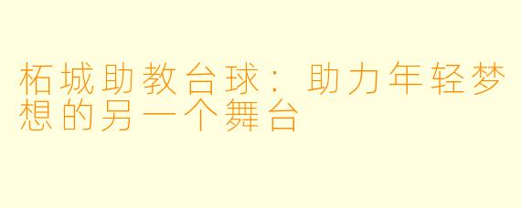 柘城助教台球：助力年轻梦想的另一个舞台