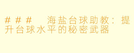 ### 海盐台球助教:提升台球水平的秘密武器
