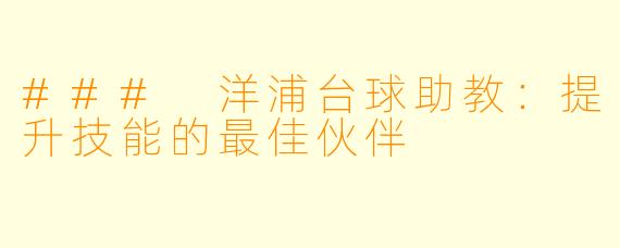 ### 洋浦台球助教：提升技能的最佳伙伴