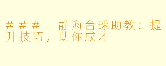 ### 静海台球助教:提升技巧,助你成才
