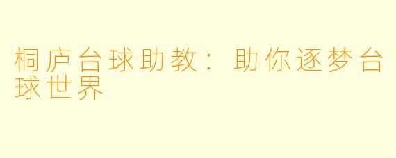 桐庐台球助教：助你逐梦台球世界