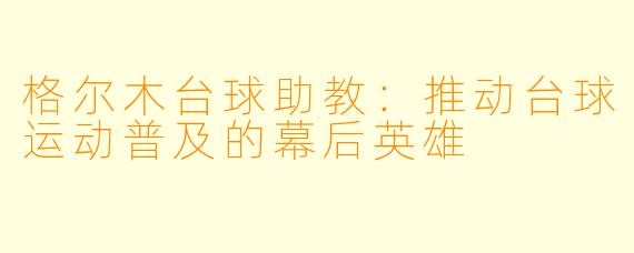 格尔木台球助教:推动台球运动普及的幕后英雄
