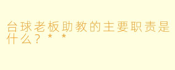 台球老板助教的主要职责是什么？**