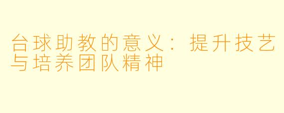 台球助教的意义：提升技艺与培养团队精神