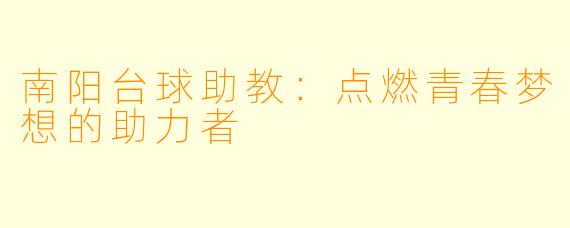 南阳台球助教：点燃青春梦想的助力者