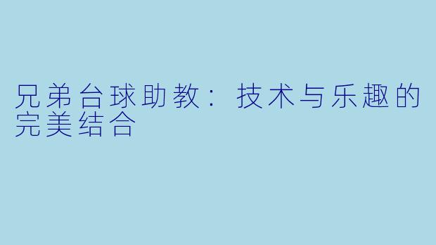 兄弟台球助教:技术与乐趣的完美结合