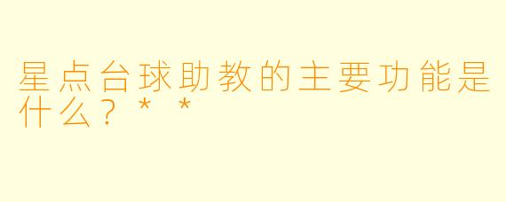 星点台球助教的主要功能是什么？**
