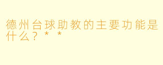 德州台球助教的主要功能是什么？**
