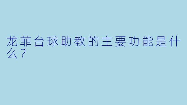 龙菲台球助教的主要功能是什么？