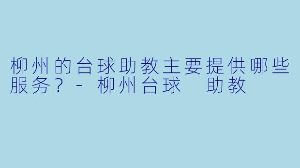 柳州的台球助教主要提供哪些服务？