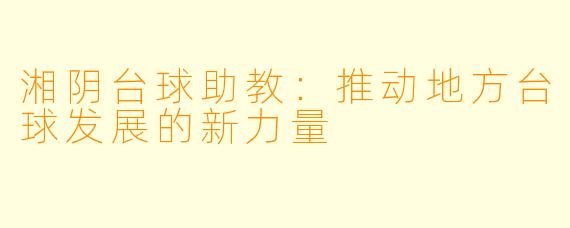 湘阴台球助教：推动地方台球发展的新力量