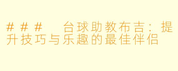 ### 台球助教布吉：提升技巧与乐趣的最佳伴侣