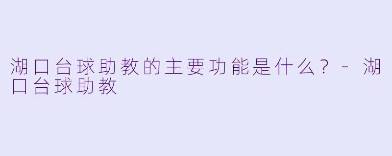 湖口台球助教的主要功能是什么？