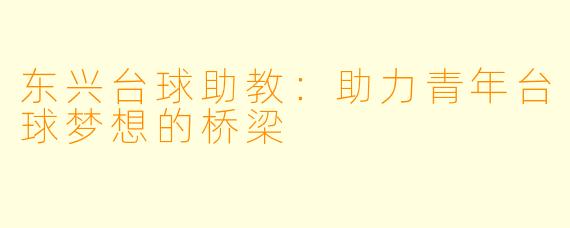 东兴台球助教:助力青年台球梦想的桥梁