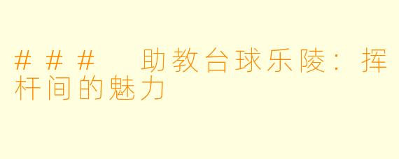 ### 助教台球乐陵：挥杆间的魅力