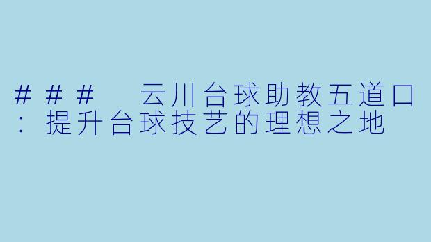 ### 云川台球助教五道口:提升台球技艺的理想之地