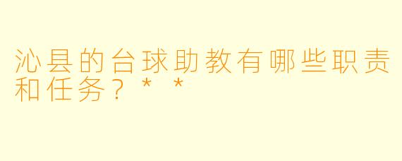 沁县的台球助教有哪些职责和任务?**