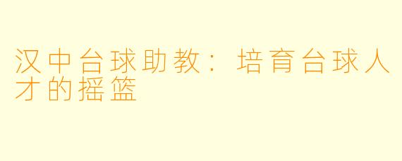 汉中台球助教：培育台球人才的摇篮