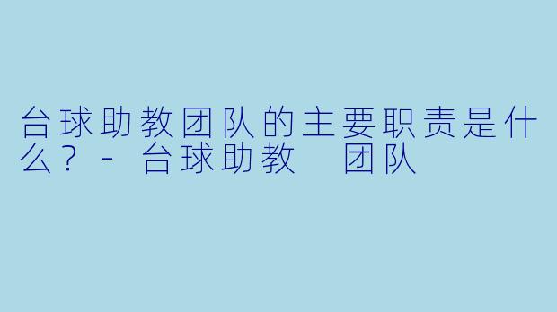 台球助教团队的主要职责是什么?