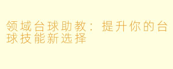 领域台球助教：提升你的台球技能新选择