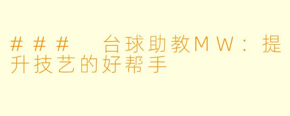 ### 台球助教MW：提升技艺的好帮手