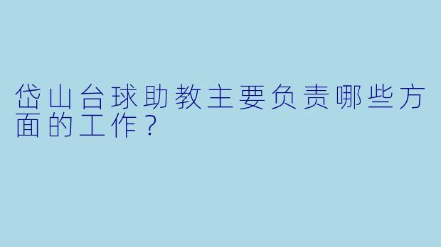 岱山台球助教主要负责哪些方面的工作？