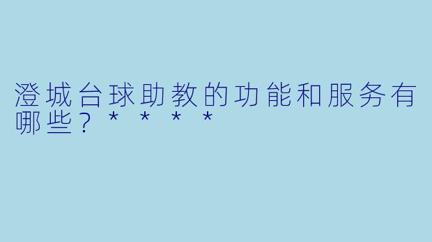 澄城台球助教的功能和服务有哪些？****