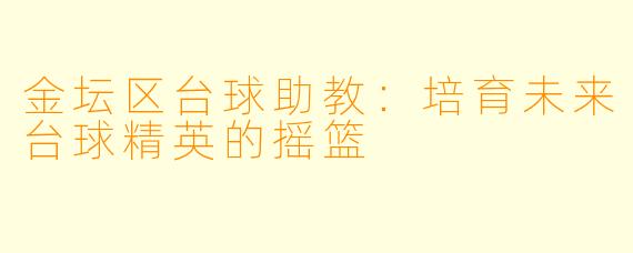 金坛区台球助教：培育未来台球精英的摇篮