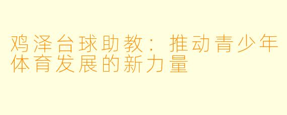 鸡泽台球助教:推动青少年体育发展的新力量