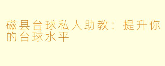 磁县台球私人助教：提升你的台球水平
