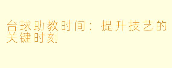 台球助教时间：提升技艺的关键时刻