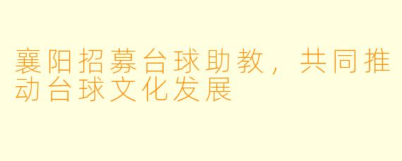 襄阳招募台球助教，共同推动台球文化发展