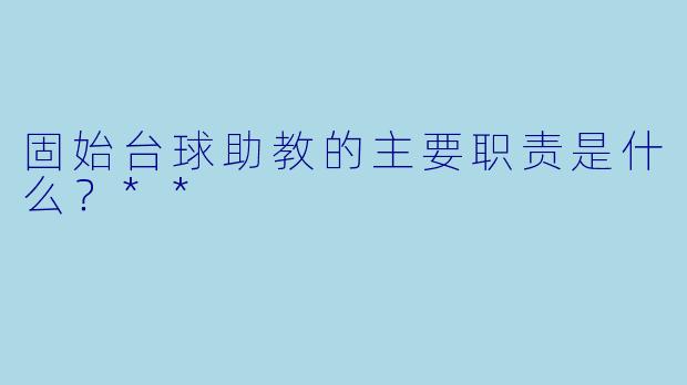 固始台球助教的主要职责是什么？**