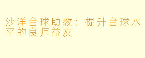 沙洋台球助教：提升台球水平的良师益友