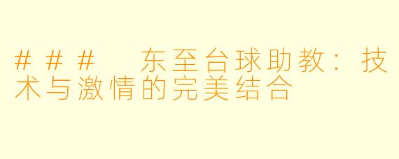 ### 东至台球助教：技术与激情的完美结合