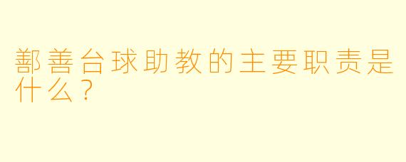 鄯善台球助教的主要职责是什么？