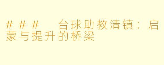 ### 台球助教清镇：启蒙与提升的桥梁