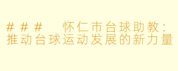 ### 怀仁市台球助教：推动台球运动发展的新力量