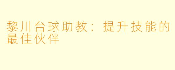 黎川台球助教:提升技能的最佳伙伴