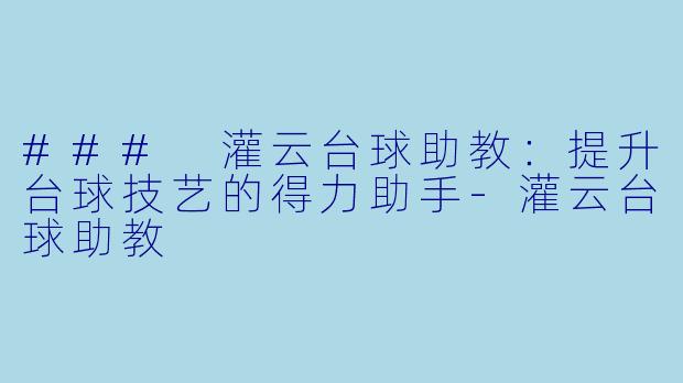 ### 灌云台球助教:提升台球技艺的得力助手