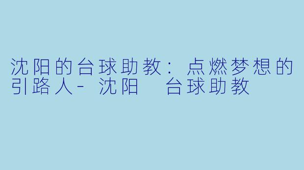 沈阳的台球助教：点燃梦想的引路人-沈阳 台球助教