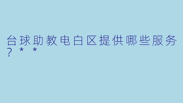 台球助教电白区提供哪些服务？**