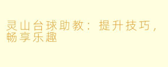 灵山台球助教：提升技巧，畅享乐趣