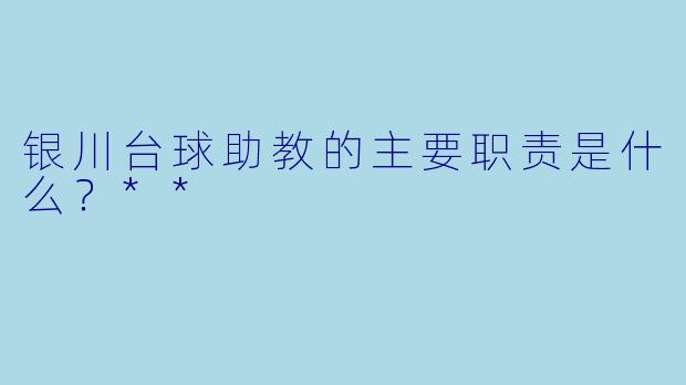 银川台球助教的主要职责是什么？**
