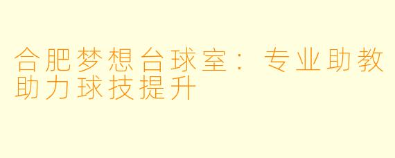 合肥梦想台球室:专业助教助力球技提升