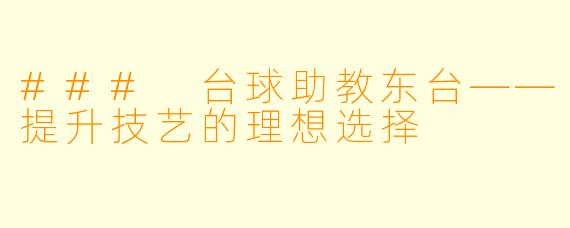 ### 台球助教东台——提升技艺的理想选择