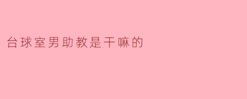 ### 台球室男助教的职责与价值