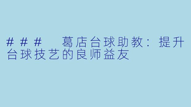 ### 葛店台球助教:提升台球技艺的良师益友